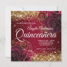 Brilhante Rosa Vermelha Escura com Purpurina Doura