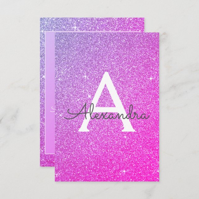 Convite Brilhante roxo rosa Brilhante Doce Dezesseis Anive (Frente/Verso)