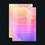 Convite Brilhante roxo rosa Brilhante Doce Dezesseis Anive<br><div class="desc">Dourado,  cor-de-rosa,  azul e púrpura Pastel arco-íris Ombre Faux Faaux Folha Metálica Sweet 16 . Este é o perfeito 16 anos de Aniversário convite para uma Festa de aniversário de Garotas Moderna e Elegante. Entre em contato com o designer para encontrar itens personalizados correspondentes.</div>