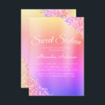 Convite Brilhante roxo rosa Brilhante Doce Dezesseis Anive<br><div class="desc">Dourado,  cor-de-rosa,  azul e púrpura Pastel arco-íris Ombre Faux Faaux Folha Metálica Sweet 16 . Este é o perfeito 16 anos de Aniversário convite para uma Festa de aniversário de Garotas Moderna e Elegante. Entre em contato com o designer para encontrar itens personalizados correspondentes.</div>