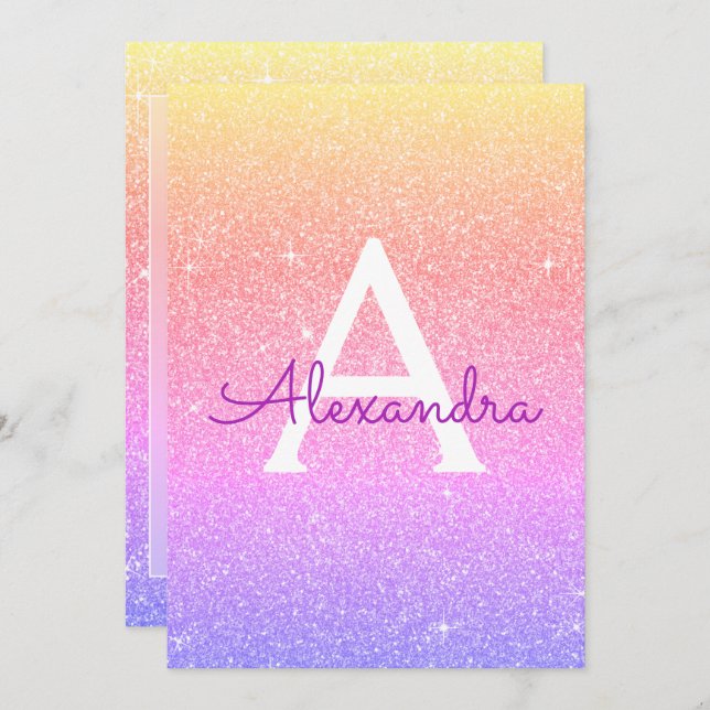 Convite Brilhante roxo rosa Brilhante Doce Dezesseis Anive (Frente/Verso)