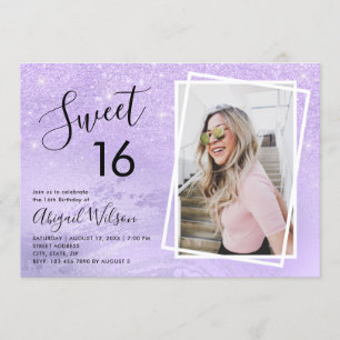 Convite Brilhante violeta-miúda doce 16 festas de aniversá