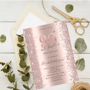 Convite Brilhantes em Rose Gold para 90º Aniversário