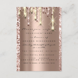 Convite Brilho 3D Drips Rosa Noiva Doce 16º Sparkly