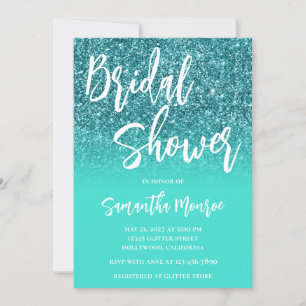 Convite Brilho Azul Verde Claro Turquesa Brilho Casamento 