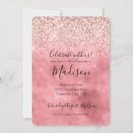 Convite Brilho Brilhante Rosa Brilhante Brilhante