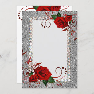 Convite Brilho Convite-Vermelho Bling do rico do rosa