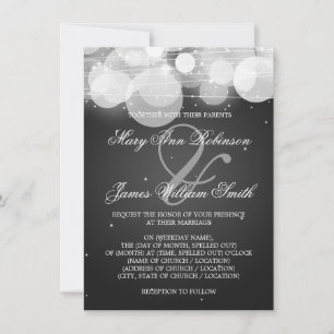 Convite Brilho de Casamento Elegante e Preto Espelho