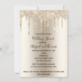 Convite Brilho de Champanhe Drip Casamento Shower Glam Mod
