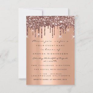 Convite Brilho de Cobre Rose Gold Chuveirinho para Noiva
