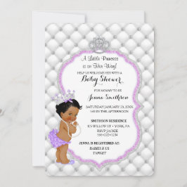 Convite Brilho de Diamante Princesa Bebê Menina Étnica Lav