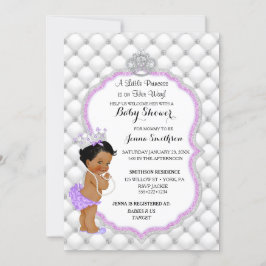 Convite Brilho de Diamante Princesa Bebê Menina Étnica Lav