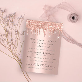 Convite Brilho de Faísca Gotas em Rose Gold  Noiva, 16 Ano