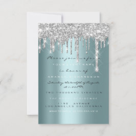 Convite Brilho de Faísca Goteja Prata Azul Bridal Décimo S