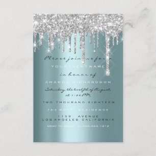 Convite Brilho de Faísca Goteja Prata Azul Bridal Décimo S