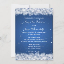 Convite Brilho de Festa de Casamento Elegante Azul