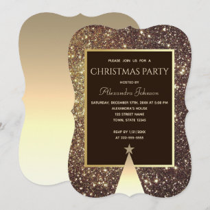 Convite Brilho de Festa de Natal Dourado