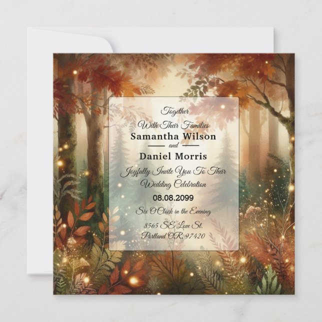 Convite Brilho de Outono na Floresta Encantada Casamento (Frente)