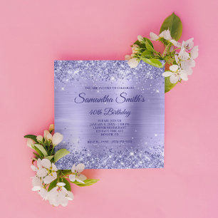 Convite Brilho de Periwinkle Falso e Aniversário de 40 ano
