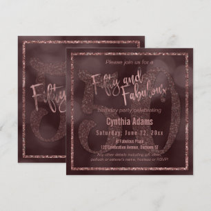 Convite Brilho Dourado cor-de-rosa & Bokeh 50 & tipografia