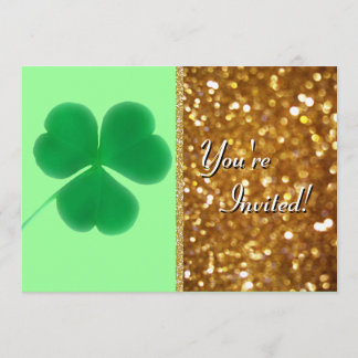 Convite Brilho Dourado do dia de St Patrick irlandês do