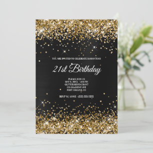 Convite Brilho Dourado Falso Glitter Cinza Escuro Preto Fo
