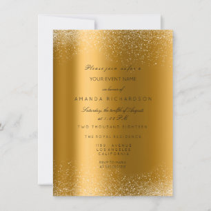 Convite Brilho Dourado Metálico Areia Formal Elegante