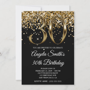Convite Brilho Dourado Olhar Metálico 30º Aniversário