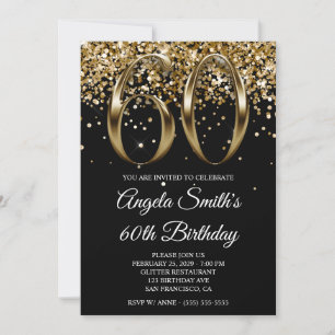 Convite Brilho Dourado Olhar Metálico 60º Aniversário