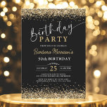 Convite Brilho Dourado preto qualquer 50º aniversário<br><div class="desc">Faça seu aniversário brilhar com este Dourado negro qualquer convite de aniversário! Com um fundo negro ousado com sotaques brilhantes de ouro falso, este design é perfeito para uma celebração chique e elegante. Totalmente editável para qualquer idade, você pode personalizar o nome, o marco, a data e os detalhes do...</div>