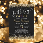 Convite Brilho Dourado preto qualquer aniversário de 30 an<br><div class="desc">Celebre fazer 30 anos de estilo brilhante com este Dourado Lixo Negro Qualquer Convite de Aniversário! Apresentando um fundo negro moderno com sotaques brilhantes de brilho dourado, este convite é perfeito para festas elegantes e momentos marcantes. Totalmente editável, pode ser personalizado com qualquer idade, nome e detalhes da festa —...</div>