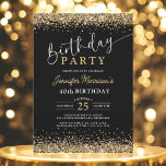 Convite Brilho Dourado preto qualquer aniversário de 40 an<br><div class="desc">Celebrar um fabuloso aniversário de 40 anos com estilo brilhante com esta Glitter Dourada Negra Qualquer Convite Aniversário! Projetado com um fundo preto elegante e soprando sotaques falsos de ouro, este convite traz elegância moderna a qualquer celebração de marco. Quer você esteja planejando um janto em escala superior ou uma...</div>