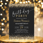 Convite Brilho Dourado preto qualquer aniversário de 60 an<br><div class="desc">Celebre um fabuloso 60º estilo com este Dourado Convite de Aniversário Glitter Preto! Projetado com um fundo preto elegante e sotaques brilhantes de brilho dourado, este convite traz elegância e brilho a qualquer celebração de marco. Perfeito para um aniversário de 60 anos — ou qualquer idade — o design é...</div>