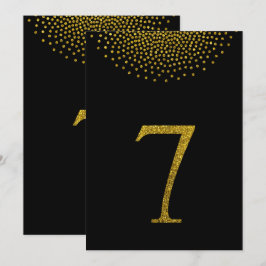 Convite Brilho dourado simples e número de mesa preto 7
