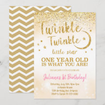 Convite Brilho Dourado Twinkle Little Star