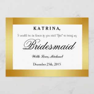 Convite Brilho Dourado você será minha dama de honra