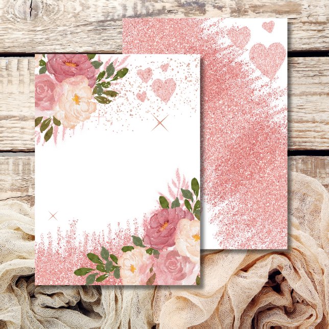 Convite Brilho E Glamour Rosa Dourado Brilho Em Branco (Criador carregado)