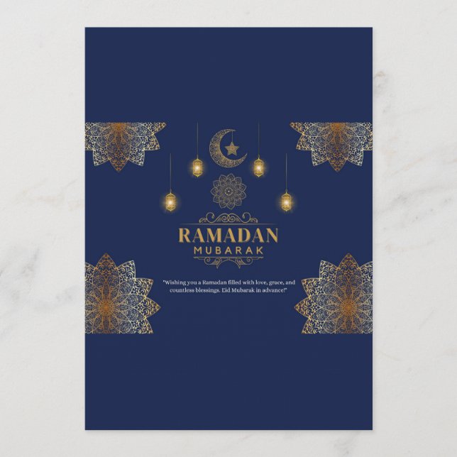 Convite Brilho Elegante de Lanterna Saudação de Ramadan (Frente)
