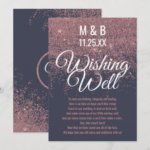 Convite Brilho em Ouro Rosa Brilha Azul Naval Poço de Dese