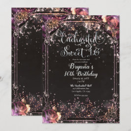 Convite Brilho Escuro Glitter Glam Luzes Festa Doce 16 Ano