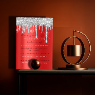 Convite Brilho Faísca Pingente Prata Vermelho Cinza Noiva 