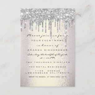 Convite Brilho Faíscas Prateado Fumê Noivas Sweet 16