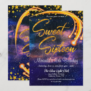 Convite Brilho Galáctico - 16 Festas de aniversário Doce
