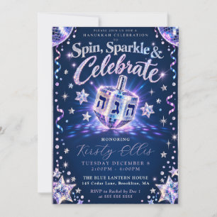 Convite Brilho Giratório Hanukkah