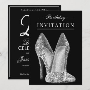 Convite Brilho & Glamour 25º Aniversário Prateado