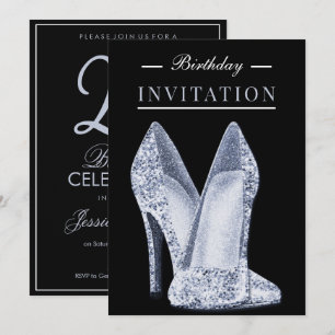 Convite Brilho & Glamour Aniversário de 25 anos Azul