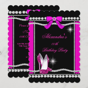 Convite Brilho Glamour Preto Salmão Sapatos de Salto Alto 