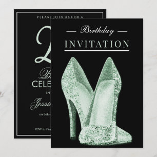 Convite Brilho & Glamour Verde Aniversário de 25 anos