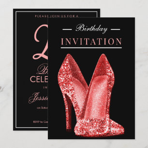 Convite Brilho & Glamour Vermelho Aniversário de 25 anos