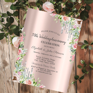 Convite Brilho Gostas Rosa Dourado Floral Casamento Aniver